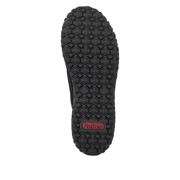 Rieker 59501-00 Ladies Black Zip & Lace Trainers