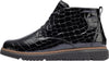 Waldlaufer 604804 150 001 K-Gesa Ladies Black Croc Patent Leather Zip & Lace Ankle Boots