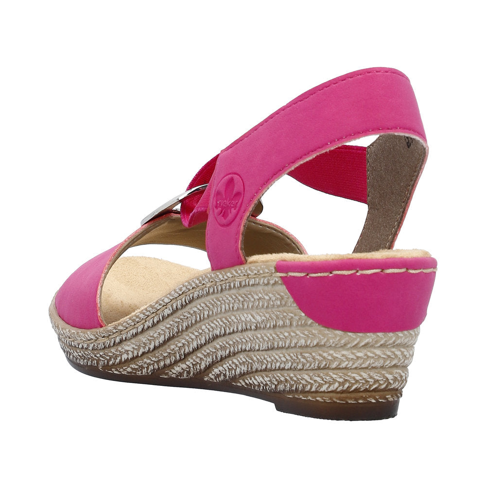 Rieker 624H6-32 Ladies Pink Slip On Sandals