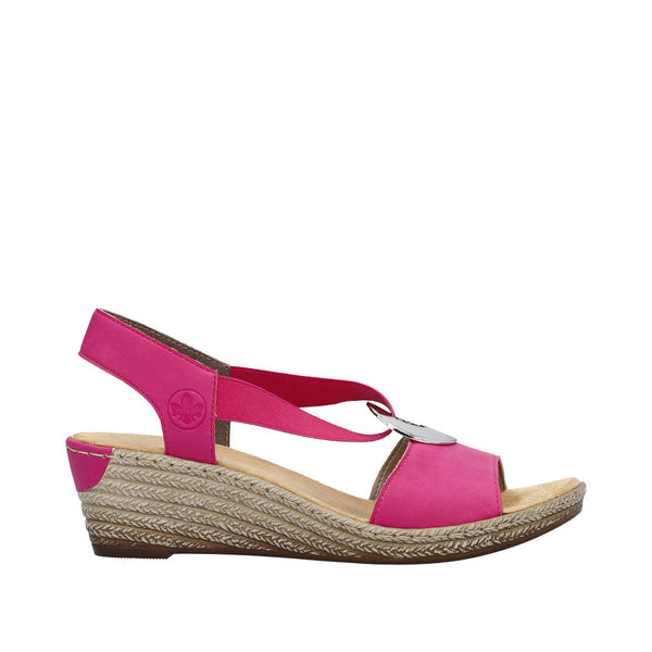 Rieker 624H6-32 Ladies Pink Slip On Sandals