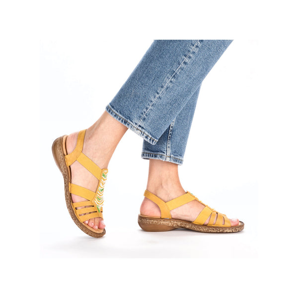 Rieker 62808-68 Ladies Yellow Slip On Sandals