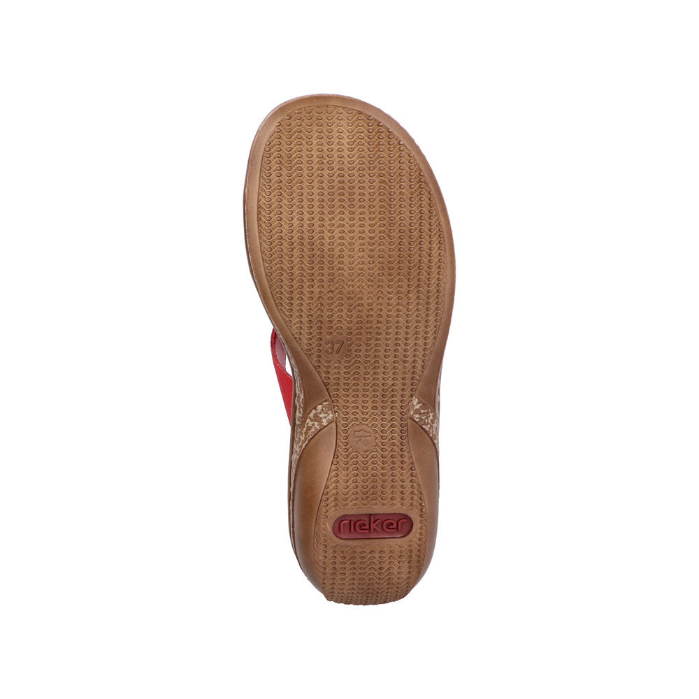 Rieker 62815-33 Ladies Red Synthetic Leather Touch Fastening Mules