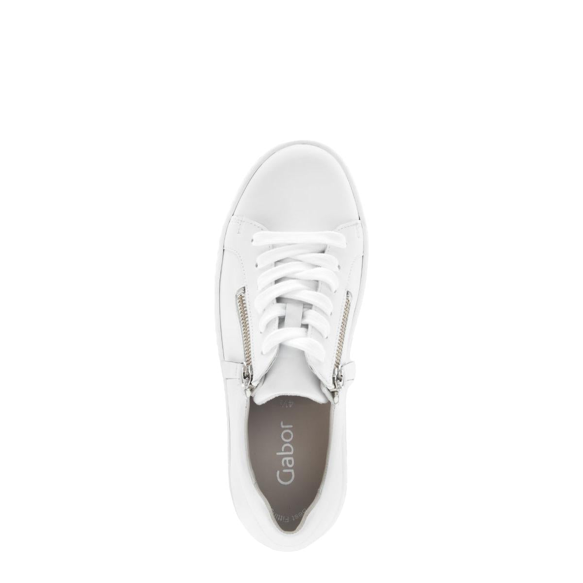 Gabor 63.200.21 Dolly Ladies White Leather Zip & Lace Up Trainers