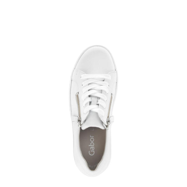 Gabor 63.200.21 Dolly Ladies White Leather Zip & Lace Up Trainers