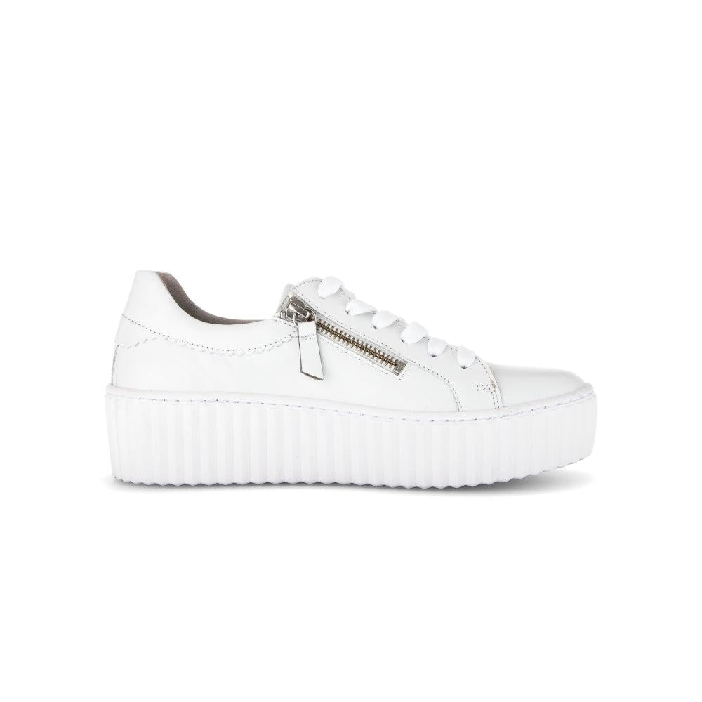 Gabor 63.200.21 Dolly Ladies White Leather Zip & Lace Up Trainers