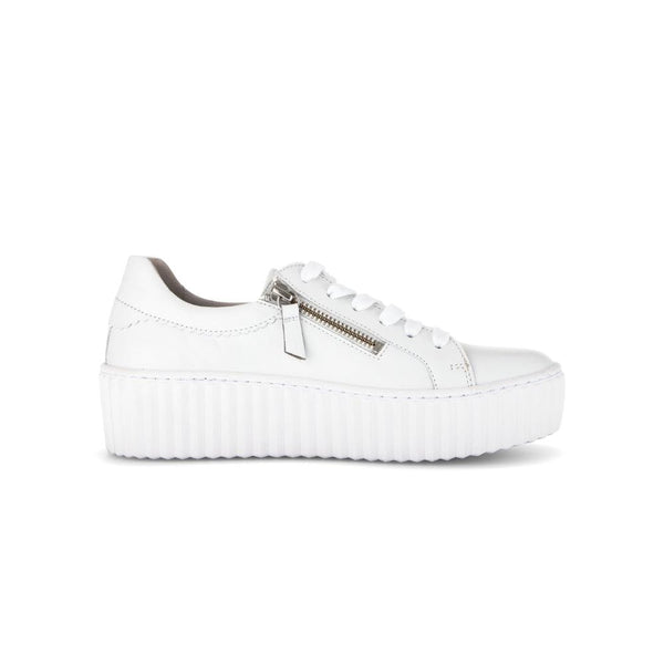 Gabor 63.200.21 Dolly Ladies White Leather Zip & Lace Up Trainers