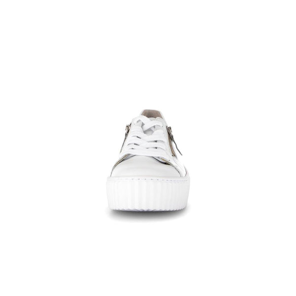 Gabor 63.200.21 Dolly Ladies White Leather Zip & Lace Up Trainers