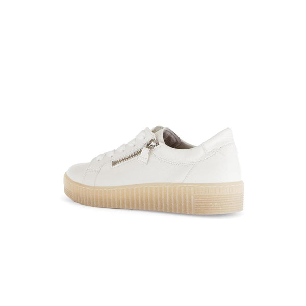 Gabor 63.334.20 Wisdom Ladies Creamy White Leather Zip & Lace Trainers