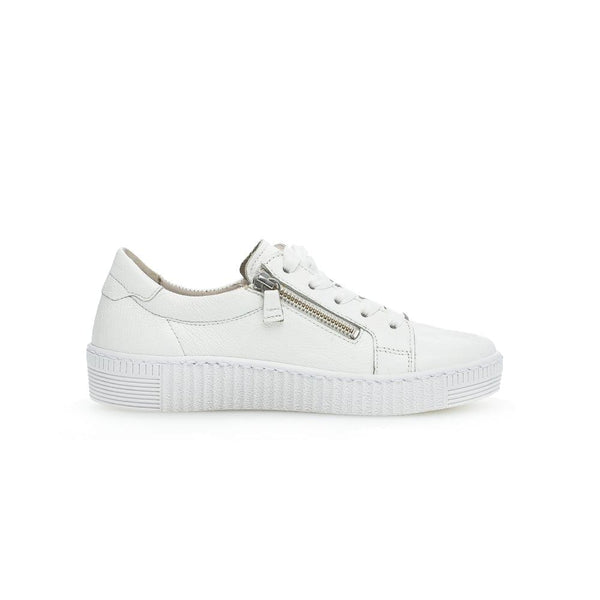 Gabor 63.334.21 Wisdom Ladies White Leather Zip & Lace Trainers