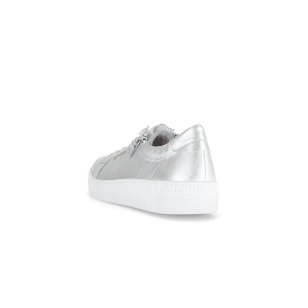 Gabor 63.334.61 Wisdom Ladies Silver Leather Zip & Lace Trainers