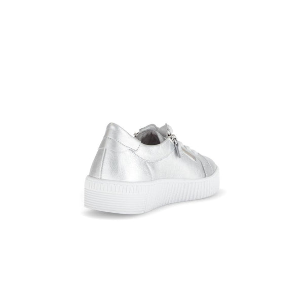 Gabor 63.334.61 Wisdom Ladies Silver Leather Zip & Lace Trainers
