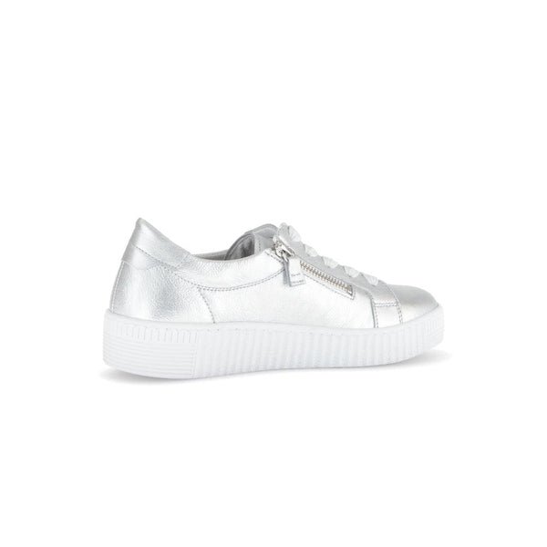 Gabor 63.334.61 Wisdom Ladies Silver Leather Zip & Lace Trainers