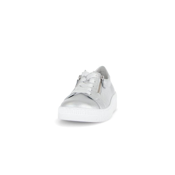 Gabor 63.334.61 Wisdom Ladies Silver Leather Zip & Lace Trainers