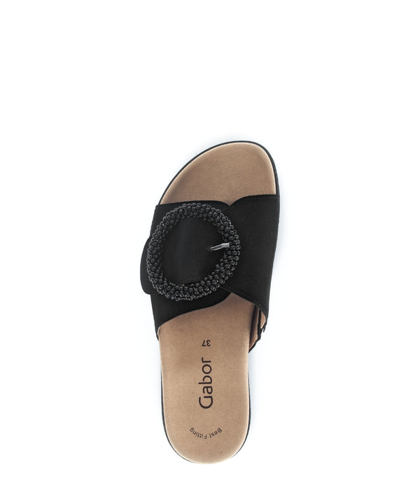 Gabor 63.745.17 Everly Ladies Black Suede Touch Fastening Sandals