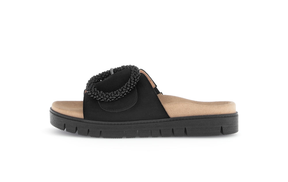 Gabor 63.745.17 Everly Ladies Black Suede Touch Fastening Sandals