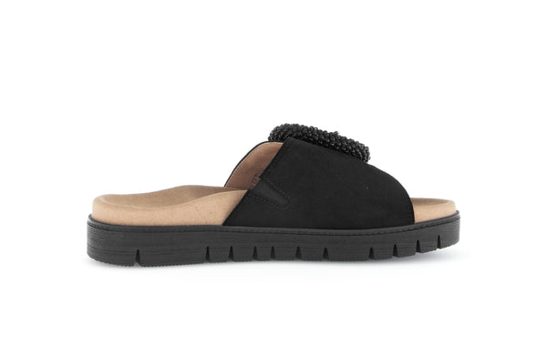 Gabor 63.745.17 Everly Ladies Black Suede Touch Fastening Sandals