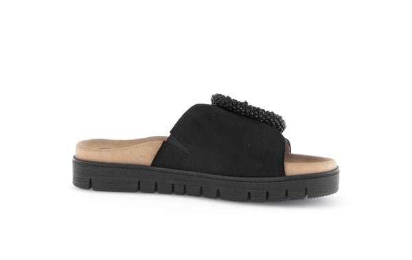 Gabor 63.745.17 Everly Ladies Black Suede Touch Fastening Sandals