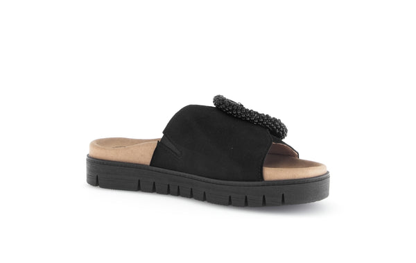 Gabor 63.745.17 Everly Ladies Black Suede Touch Fastening Sandals