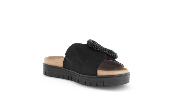 Gabor 63.745.17 Everly Ladies Black Suede Touch Fastening Sandals