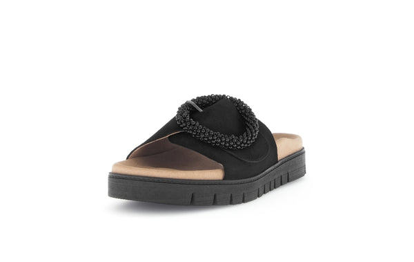 Gabor 63.745.17 Everly Ladies Black Suede Touch Fastening Sandals