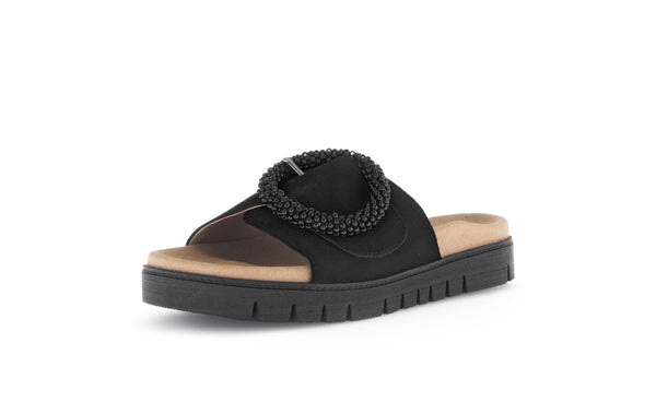 Gabor 63.745.17 Everly Ladies Black Suede Touch Fastening Sandals