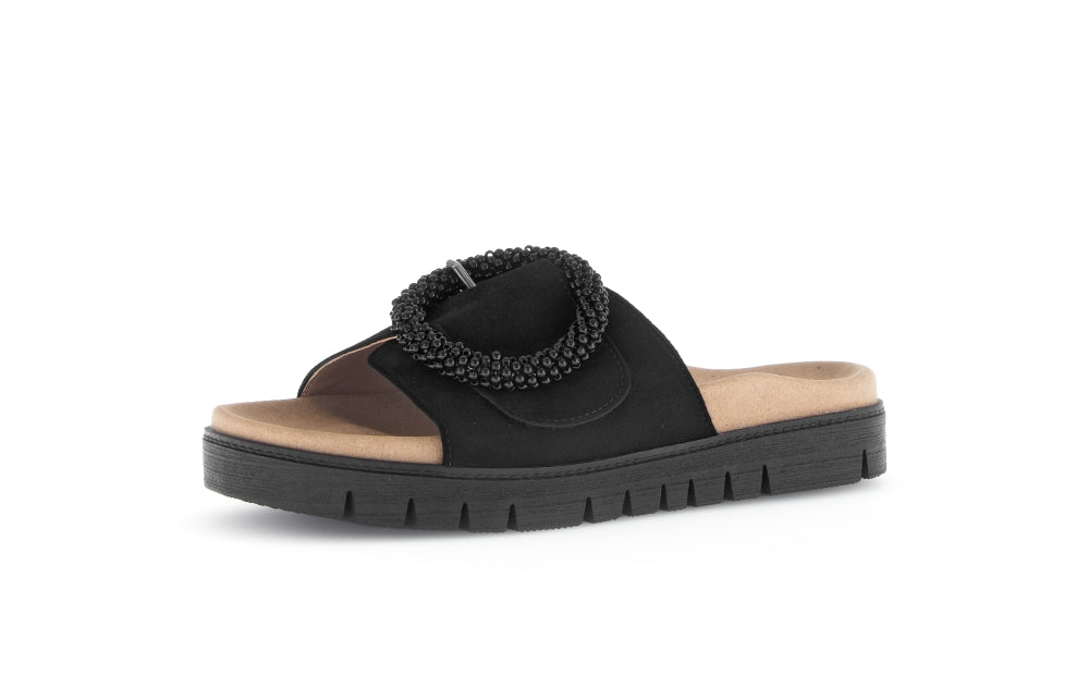 Gabor 63.745.17 Everly Ladies Black Suede Touch Fastening Sandals