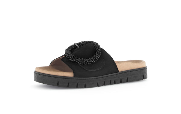 Gabor 63.745.17 Everly Ladies Black Suede Touch Fastening Sandals