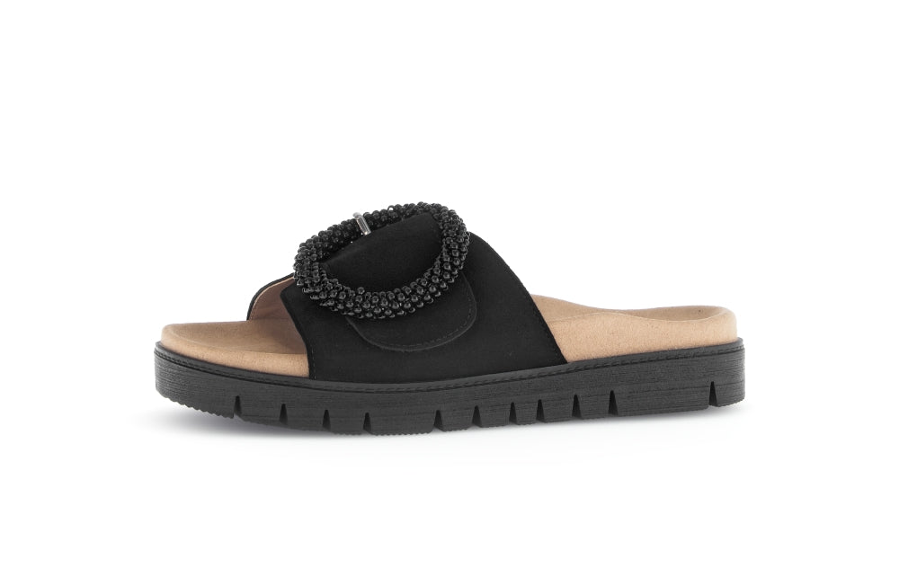 Gabor 63.745.17 Everly Ladies Black Suede Touch Fastening Sandals