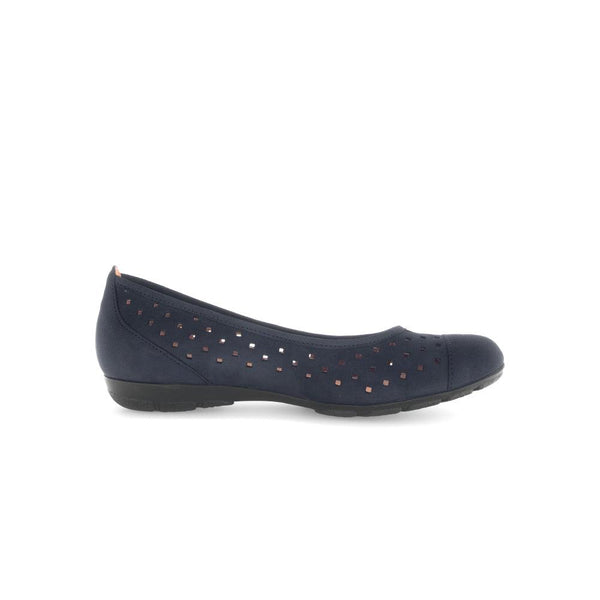 Gabor 64.169.16 Ruffle Ladies Dark Blue Nubuck Slip On Shoes