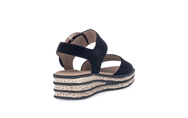 Gabor 64.550.97 André Ladies Black Suede Touch Fastening Sandals