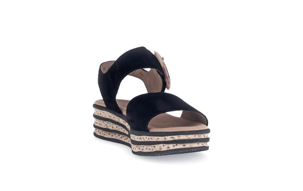 Gabor 64.550.97 André Ladies Black Suede Touch Fastening Sandals