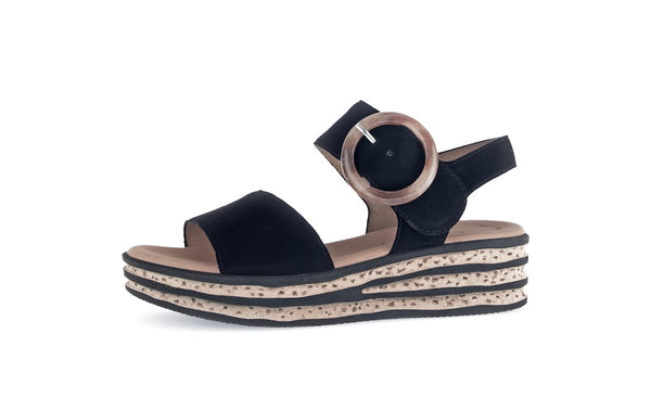 Gabor 64.550.97 André Ladies Black Suede Touch Fastening Sandals
