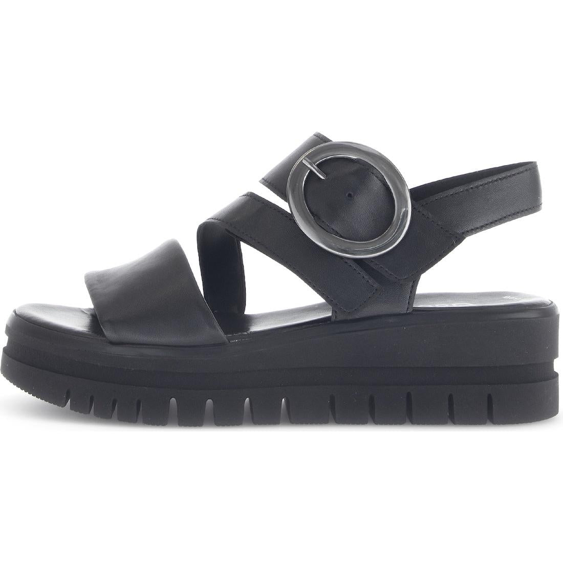 Gabor 64.627.27 Amarillo Ladies Black Leather Touch Fastening Sandals