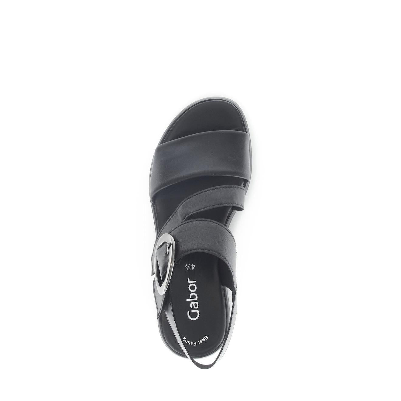 Gabor 64.627.27 Amarillo Ladies Black Leather Touch Fastening Sandals