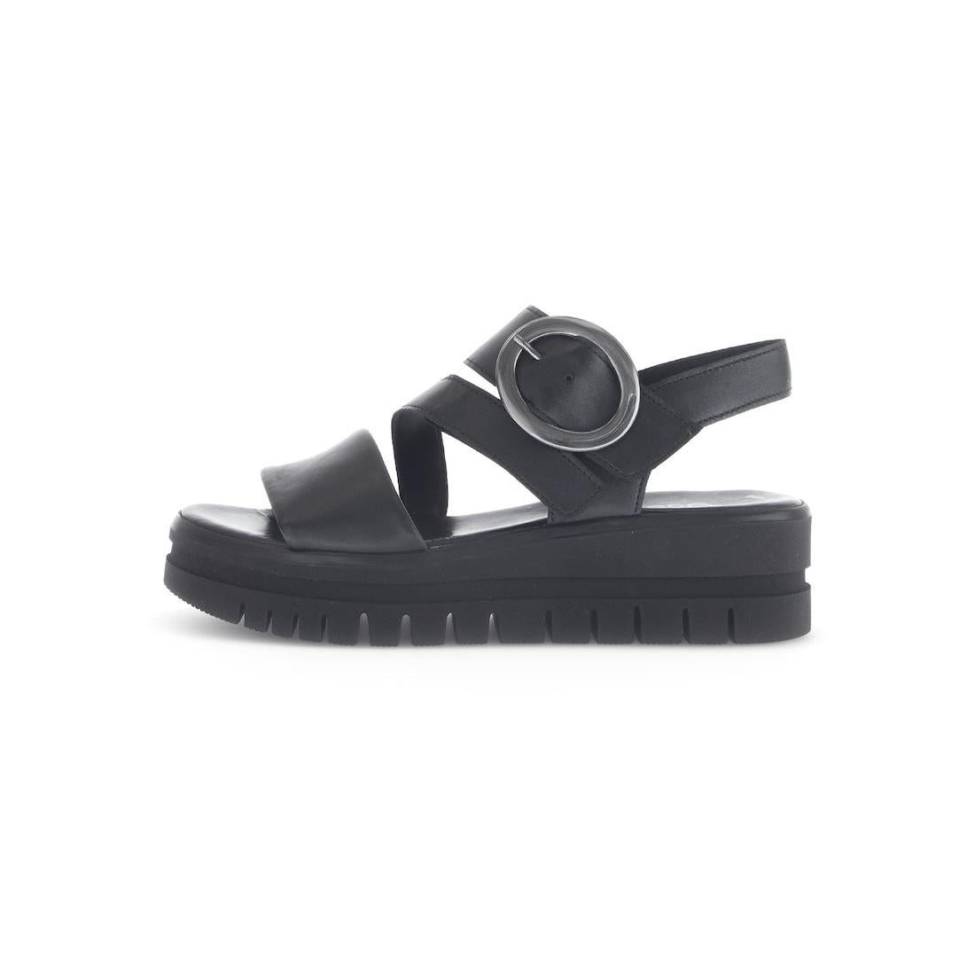 Gabor 64.627.27 Amarillo Ladies Black Leather Touch Fastening Sandals
