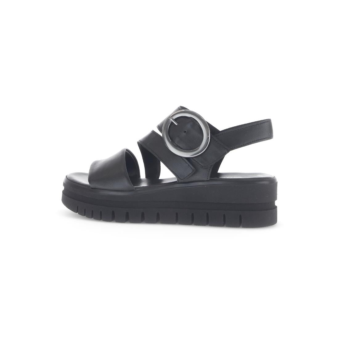 Gabor 64.627.27 Amarillo Ladies Black Leather Touch Fastening Sandals