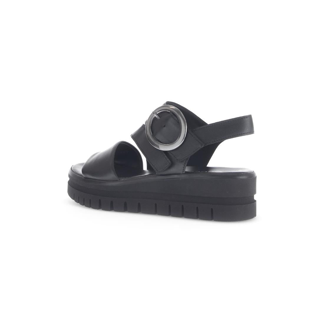 Gabor 64.627.27 Amarillo Ladies Black Leather Touch Fastening Sandals