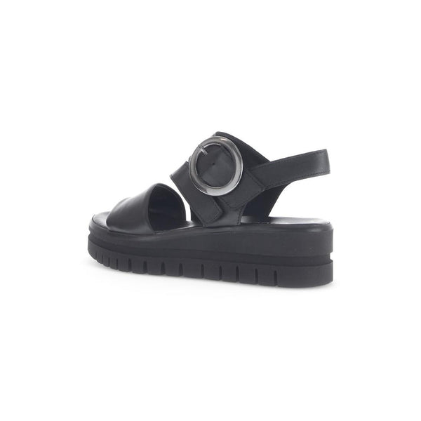 Gabor 64.627.27 Amarillo Ladies Black Leather Touch Fastening Sandals