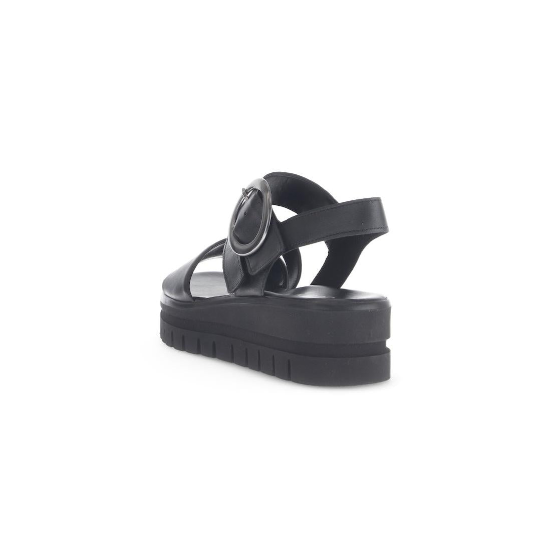 Gabor 64.627.27 Amarillo Ladies Black Leather Touch Fastening Sandals