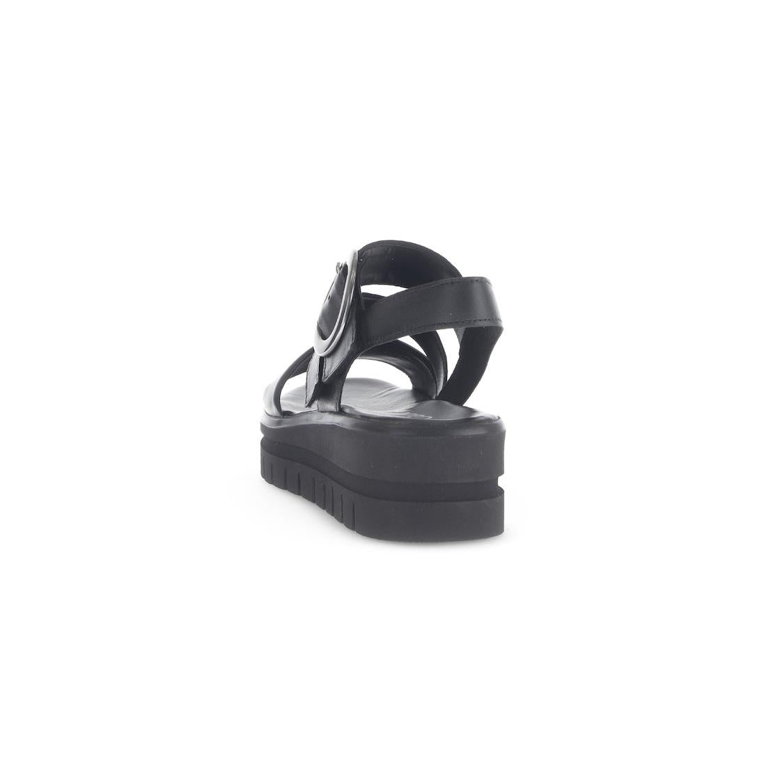 Gabor 64.627.27 Amarillo Ladies Black Leather Touch Fastening Sandals