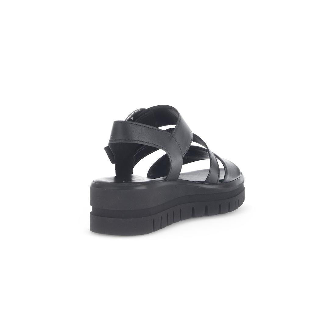 Gabor 64.627.27 Amarillo Ladies Black Leather Touch Fastening Sandals