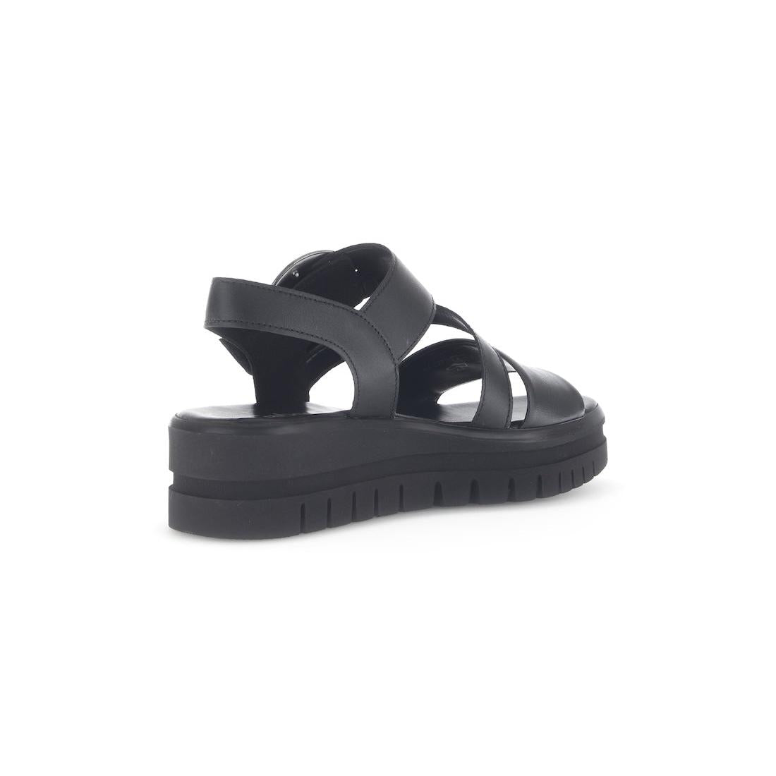 Gabor 64.627.27 Amarillo Ladies Black Leather Touch Fastening Sandals