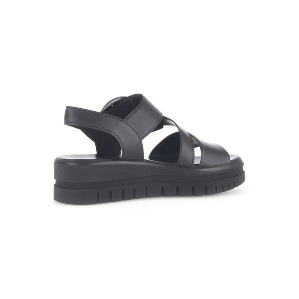 Gabor 64.627.27 Amarillo Ladies Black Leather Touch Fastening Sandals