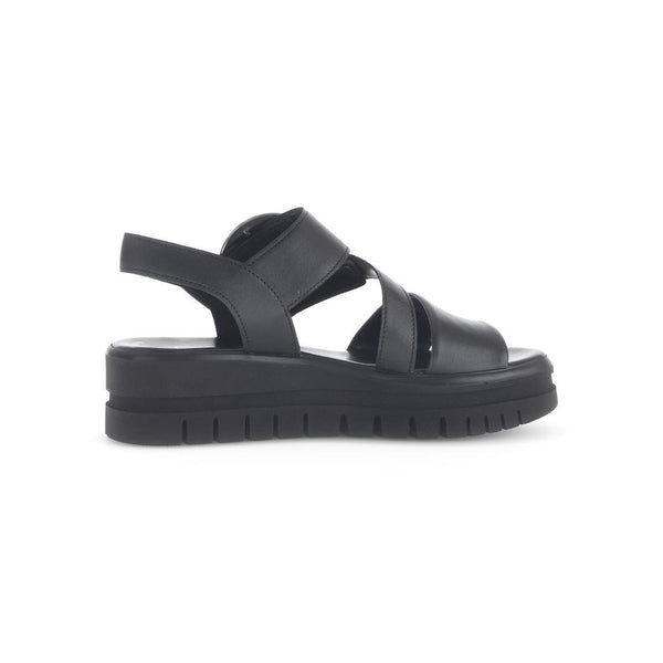 Gabor 64.627.27 Amarillo Ladies Black Leather Touch Fastening Sandals