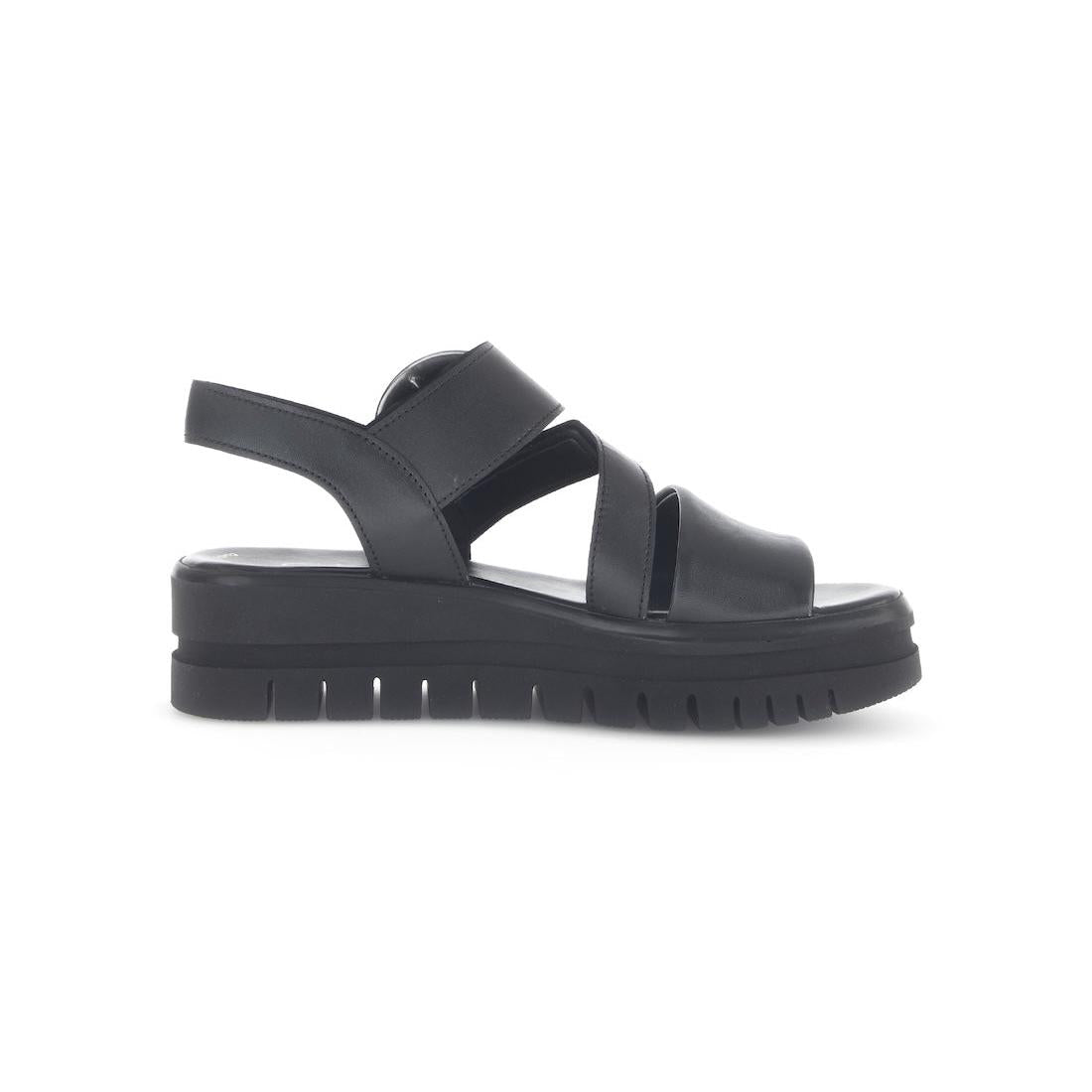 Gabor 64.627.27 Amarillo Ladies Black Leather Touch Fastening Sandals