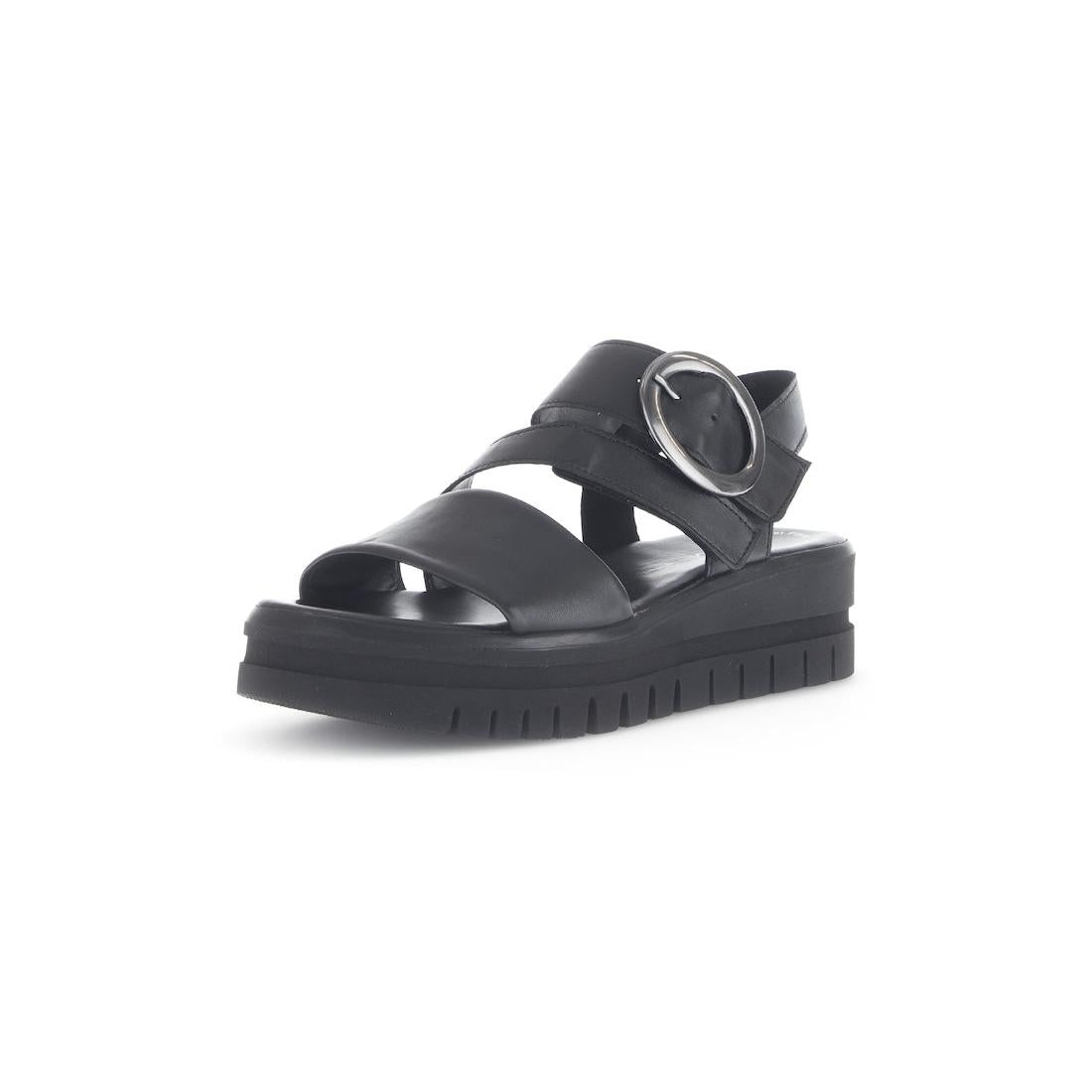 Gabor 64.627.27 Amarillo Ladies Black Leather Touch Fastening Sandals