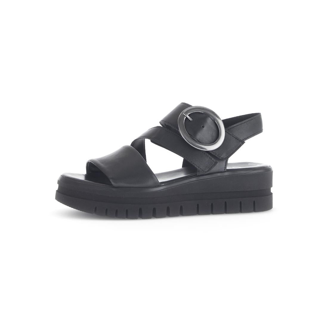Gabor 64.627.27 Amarillo Ladies Black Leather Touch Fastening Sandals