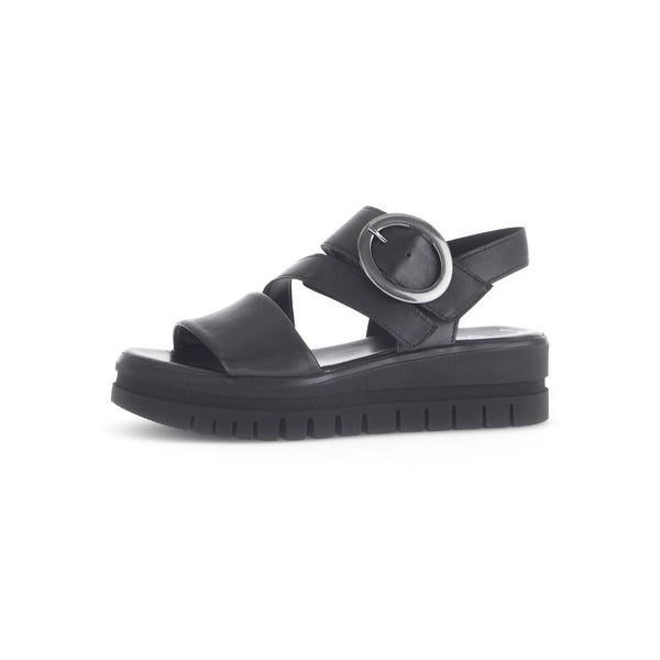 Gabor 64.627.27 Amarillo Ladies Black Leather Touch Fastening Sandals