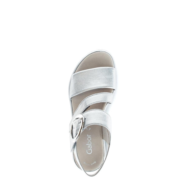 Gabor 64.627.61 Amarillo Ladies Silver Leather Touch Fastening Sandals