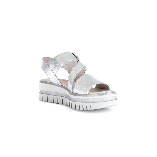 Gabor 64.627.61 Amarillo Ladies Silver Leather Touch Fastening Sandals